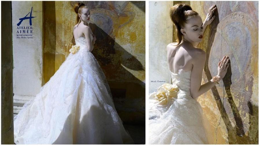 زفاف - 2015 Lace Color Atelier Aimee Wedding Dresses Fall Zip Back Chapel Train Bridal Gown A-Line Wedding Ball Strapless Handmade Flower Custom Online with $123.37/Piece on Hjklp88's Store 