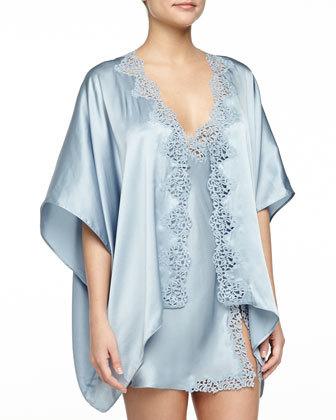 زفاف - La Perla Petite Macrame Short Robe, Blue