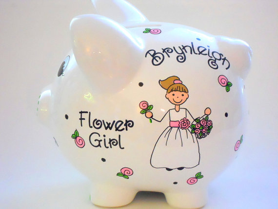 زفاف - Flower Girl Gift Personalized Piggy Bank for Wedding