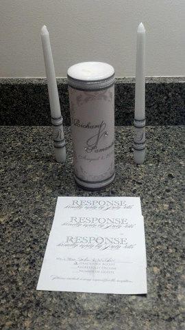 Свадьба - Personalized Wedding Unity Candle Set in damask design with gemstones