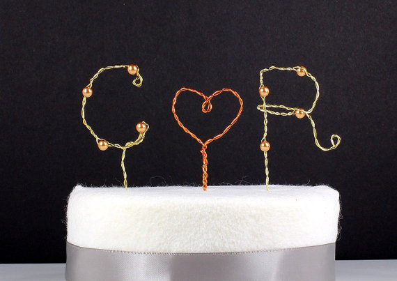 Hochzeit - Personalized Wedding Cake Topper Initials with Heart or Monogram in Any Colors