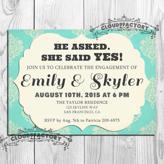 Свадьба - She Said YES Engagement Party Invitation Digital Printable invite