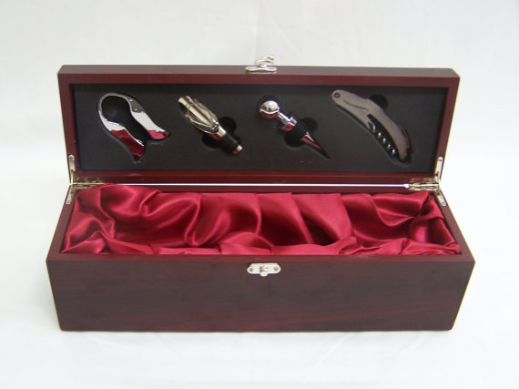 Mariage - Engraved Wine Box with 4 Tools, Wedding Gift Set, Aniversary Gift Set, Fathers Day, Gift Bridesmaid Gift, Bridal Shower Gift, Groomsmen Gift