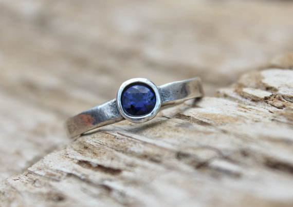 Свадьба - blue sapphire engagement ring . ethical unique silver engagement ring . engraved message . made to order ring  by peaces of indigo