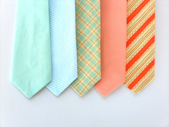 Wedding - Mint tie for toddlers, boys mint tie, boys peach tie, ring bearer tie, boys wedding tie, boys neck tie, toddler neck tie, baby tie, kids tie
