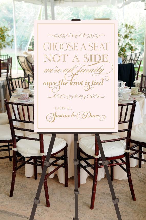 Mariage - Wedding Seating Sign, PRINTABLE FILE, Blush Pink, Gold, Vintage Inspired, Calligraphy