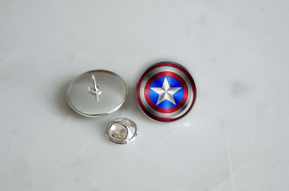 Wedding - Captain America tie pin, lapel pin, cap pin 20mm, groomsmen wedding gift