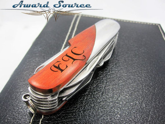 Hochzeit - Monogram Pocket Swiss Knife - Groomsmen Gift - Engraved Swiss Pocket Knife - Custom Engraved Gifts, Pocket Knife