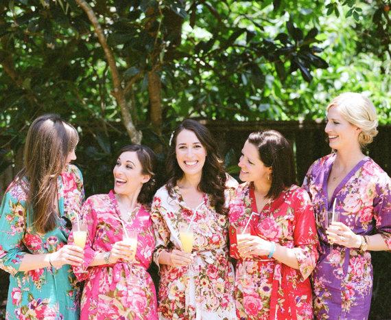 Hochzeit - Bridesmaids Robes Set of 12 Kimono Crossover Robe Spa Wrap Perfect bridesmaids gift, getting ready robes, Wedding shower party favors