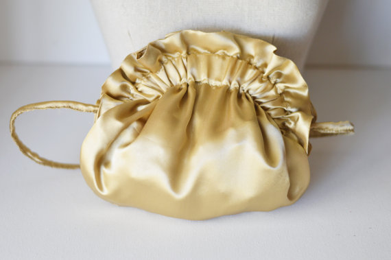 Wedding - Gold clutch,silk clutch,small purse,light gold clutch,ruffle,shoulder bag,bridesmaid purse,wedding,bridesmaid gift,evening bag,elegant purse