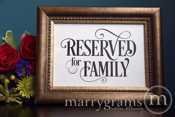 Wedding - Reserved for Family Sign Table Card - Wedding Reception Seating Signage for Reserve Seats (Set of 2) Matching Table Numbers Available - SS06