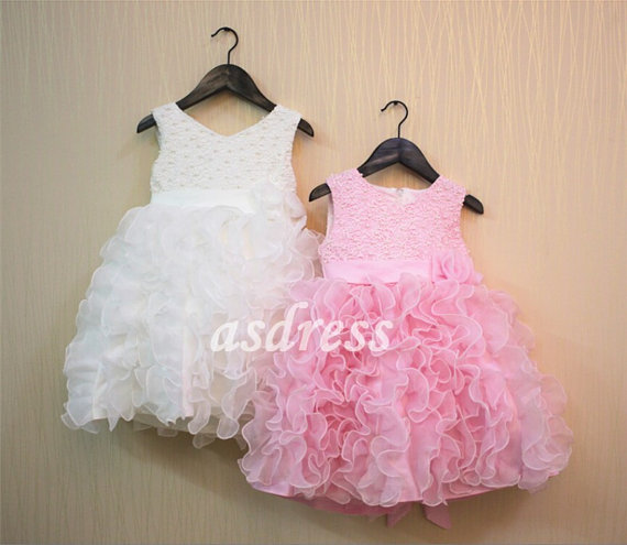 Wedding - Pink Flower Girl Dress Pink Girl Dress Tulle Dress Wedding Toddler Dress Girl Dresses Birthday Dress Party Dress White Kids Children Dress