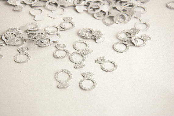 Hochzeit - 175+ pieces  Metallic Diamond Engagement Ring Confetti
