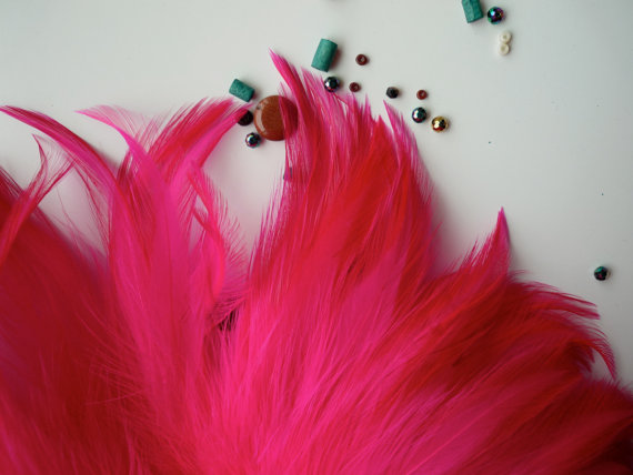 زفاف - VOGUE COQUE HACKLE  , Shocking Fluorescent Hot Pink, Fuchsia / 649 / On Sale