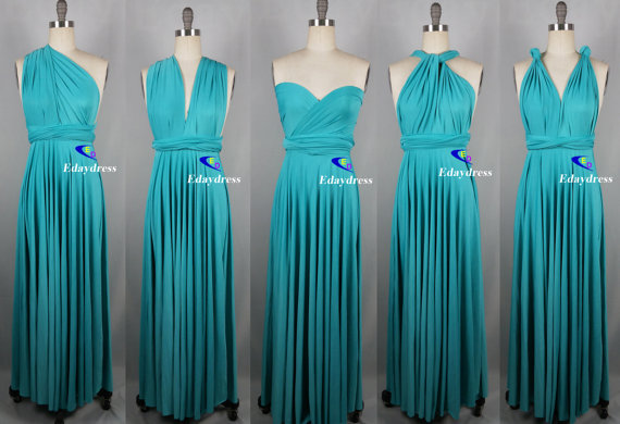 Hochzeit - Weddings Wrap Infinity Convertible Dress Full Length Turquoise Evening Party Formal Bridesmaid Dress