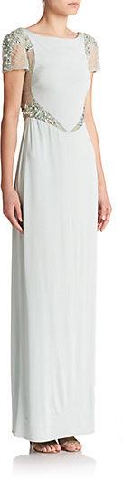 Hochzeit - Mignon Embellished Cap-Sleeve Gown