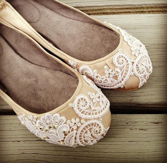 زفاف - French Pleat  Bridal Ballet Flats Wedding Shoes