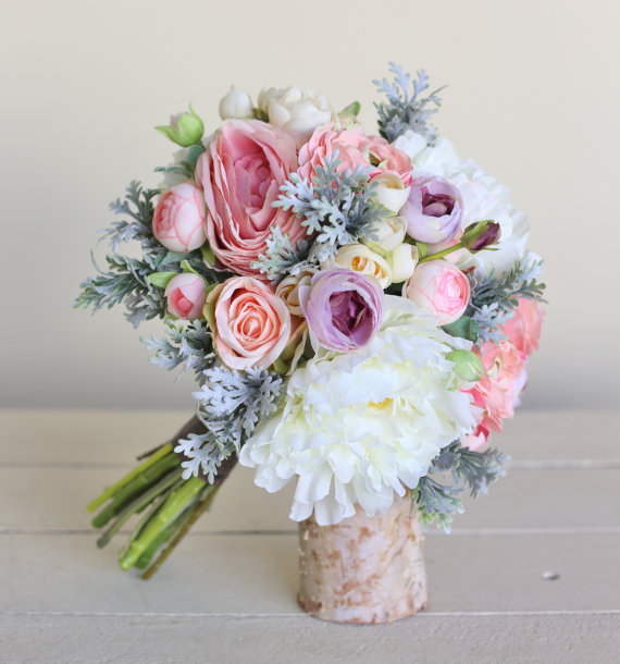 Свадьба - Rustic Silk Bridal Bouquet NEW 2014 Design by Morgann Hill Designs