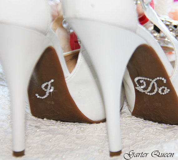 Wedding - I DO and ME Too Bridal Shoe Sticker, Silver Crystal Sticker I Do for Bridal Shoes, Rhinestone Applique I Do Wedding Shoes Accessory