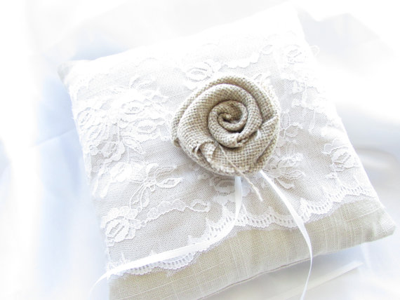 Hochzeit - SALE Wedding ring pillow, bridal ring pillow, flower ring pillow