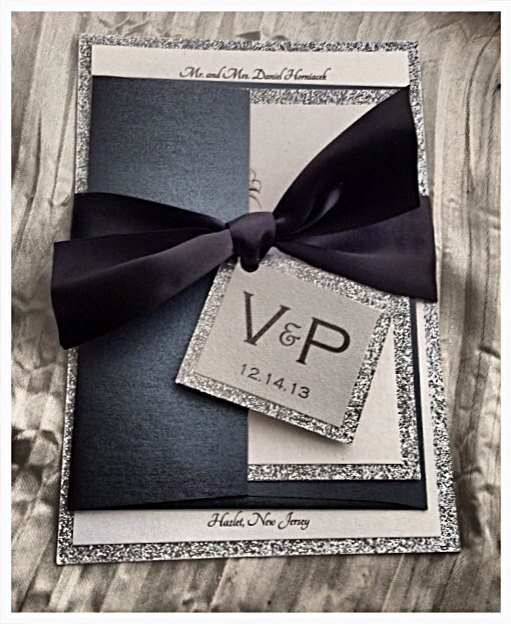 Hochzeit - Wedding Invitations, Black Tie Wedding Invitation, black and silver invitation, wedding invitations