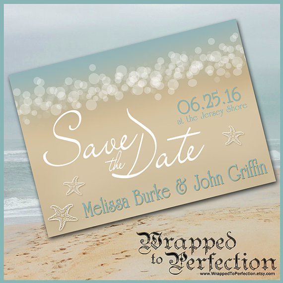 Wedding - Custom Listing for Leanne / DIY PRINTABLE INVITATION / Beach Summer Ocean Waves Aqua Sand /  Birthday