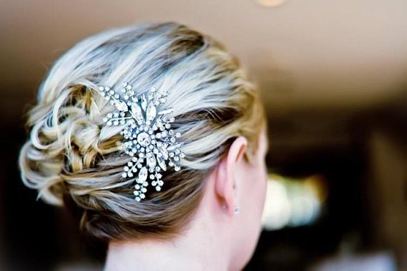 زفاف - FANCY, Bridal Hair Comb, Vintage Style Wedding Hair Comb, Crystal Hair Comb, Wedding Hair Accessories, Art Deco Rhinestone Bridal Hair Comb