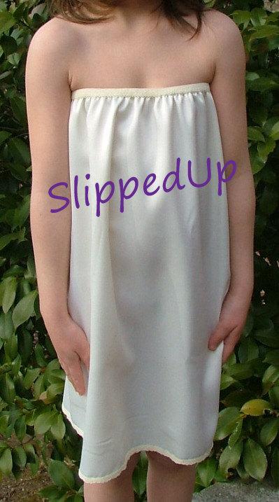 Свадьба - Tutu Slip - Ivory STRETCH SATIN - Tutu Dress Slip - Strapless Half Slip -Teen or Girls Slip Size 7/8 Lingerie