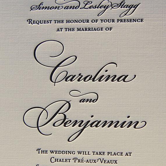 Wedding - Letterpress Wedding Invitation - Traditional - Sample