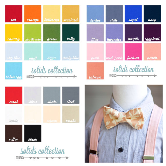 زفاف - The Beau- boy's solid suspenders- nickel hardware (36 shades to choose from)