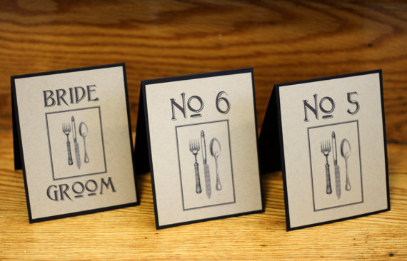 Wedding - Modern Rustic Kraft Paper  Table Number Cards, Reception Decor, Guest Seating, Guest Tables, Weddings