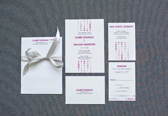 Свадьба - Pink Confetti Wedding Invitation, Ombre  Wedding Invitation Suite - Cute, Fun, Unique - Claire and William - Custom Colors