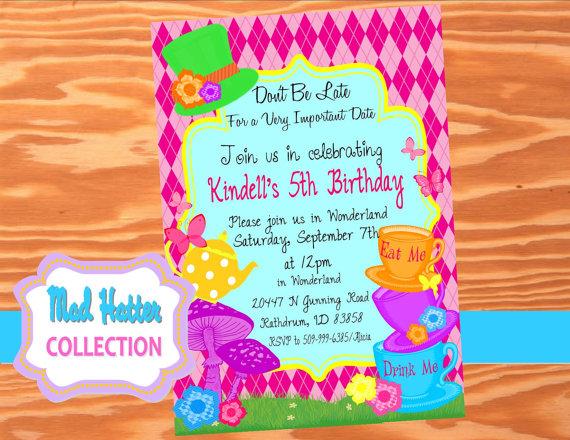 Свадьба - Mad Hatter Party - INVITATIONS - Printables - Alice In Wonderland Birthday - Girls Birthday Party - Wedding - Shower -Krown Kreations