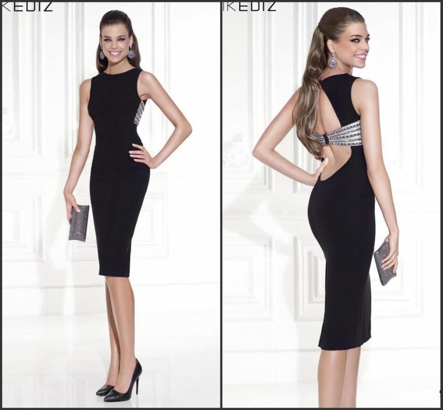 زفاف - Noble Sheath 2015 Tarik Ediz Black Short Prom Dresses Party Crew Neck Backless With Crystal Beaded Homecoming Party Gowns Sleeveless Online with $91.92/Piece on Hjklp88's Store 