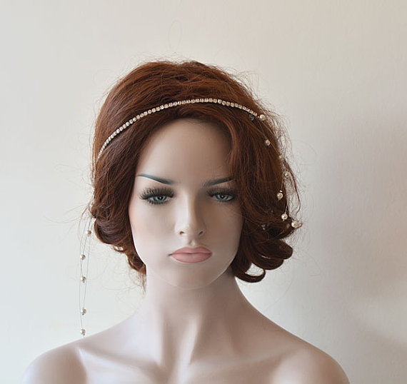 Wedding - Wedding Hair Accessory, Bridal Headbands, Rhinestone halo Headband, Wedding Hair Clip, Wedding Hair Vine