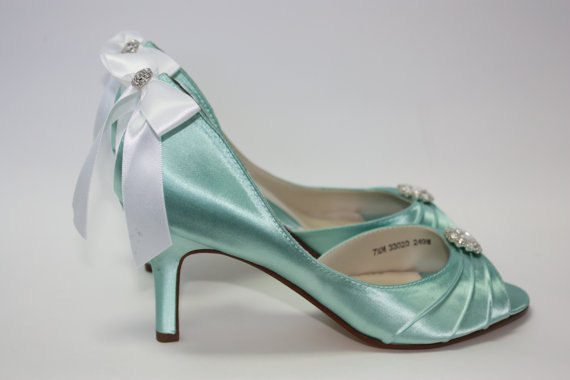 Wedding - Wedding Shoes - Tiffany Blue - Crystals - Tiffany Blue Wedding - Dyeable Choose From Over 100 Colors - Wide Sizes Available - Shoes Parisxox