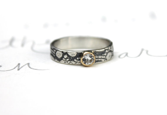 زفاف - herkimer diamond engagement ring .  unique engagement ring . lace sterling silver ring by peaces of indigo . ready to ship size 5 6 7