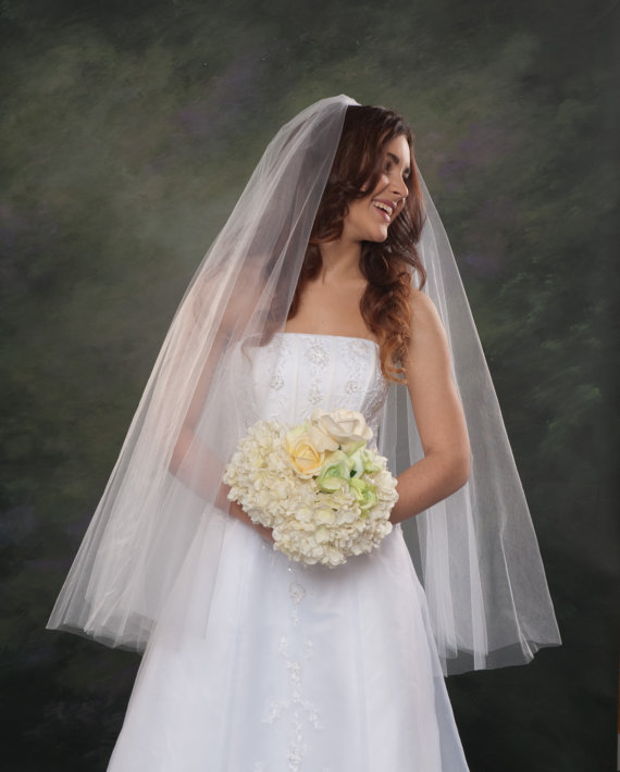 زفاف - Fingertip Wedding Veils Ivory 2 Layers 42 Long Veils White Drop Bridal Veils Double Layers Circular Cut Edge