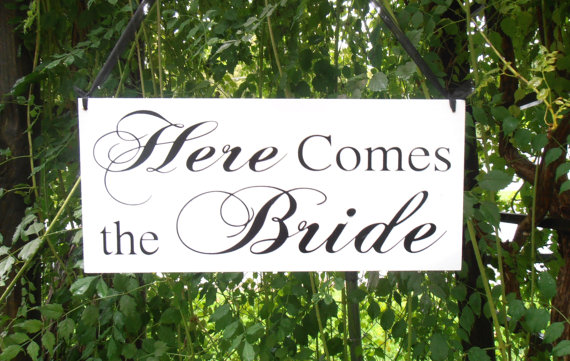 Wedding - Here comes the bride Wood Sign Decoration Here comes the bride sign Ring bearer Flower girl