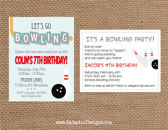 Hochzeit - BOWLING Birthday + Adult + Competition + Wedding + Rehearsal Dinner Invitation (multiple styles - Full Service Printing & Coordinating Items