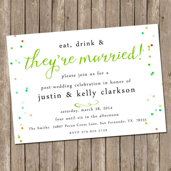 Wedding - Wedding Brunch Invitation - bridesmaids luncheon invitation - Wedding Party - Digital file - Printable or PRINTED - Confetti - Post Wedding