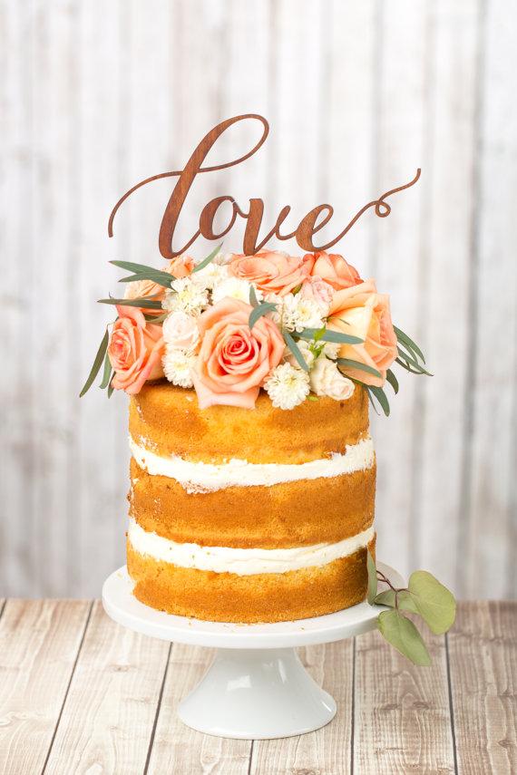 زفاف - Wedding Cake Topper - Love - Mahogany