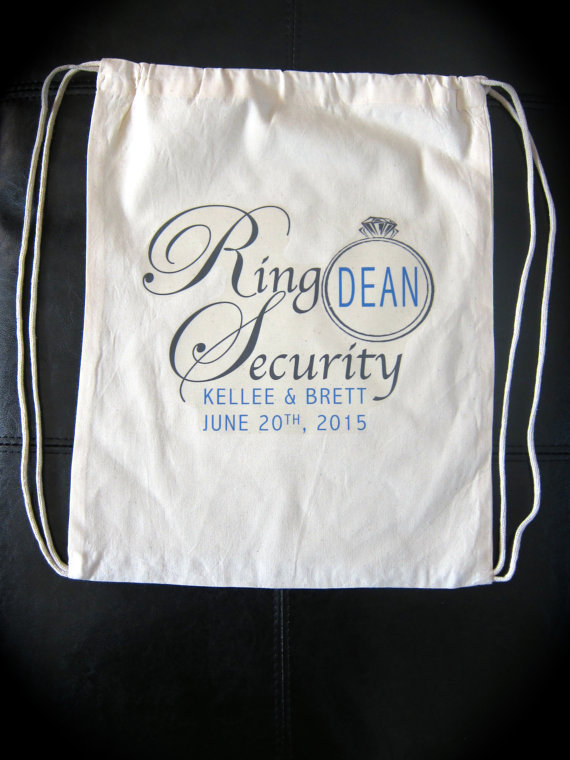 Mariage - Personalized RING SECURITY ring bearer bag/sack gift novelty wedding married