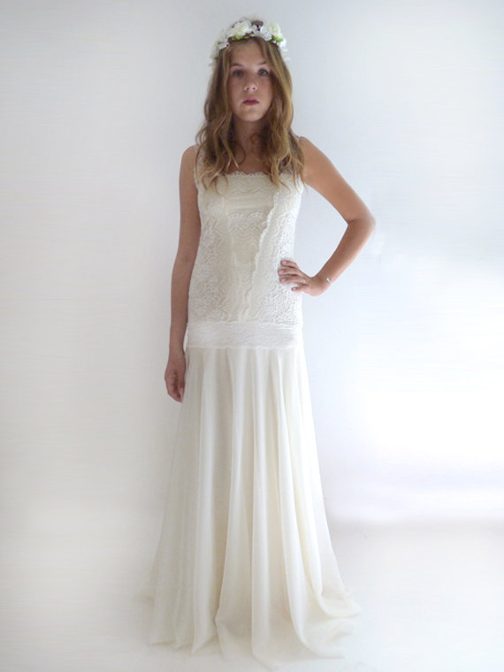 Wedding - lace wedding dress-wedding dress /lace fishtail wedding dress/ mermaid style wedding dress custom size : GRACE Lace Flapper Dress