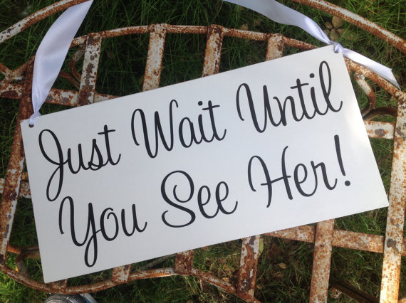 زفاف - Just Wait Until You See Her - Here Comes the Bride -  - Ring Bearer sign, Flower girl sign, Disney Wedding Sign
