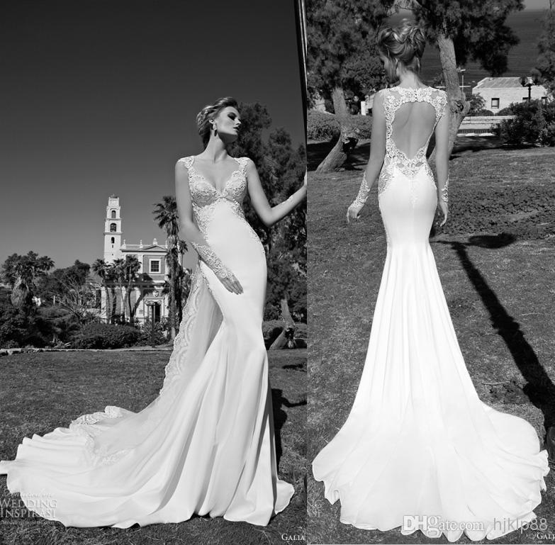 Свадьба - 2015 New Arrival Galia Lahav Wedding Dresses V-Neck Vintage Lace Bead Heart-shaped Open Back Wedding Dress Bridal Gown, $146.6 