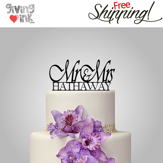 زفاف - Wedding Cake Topper Mr & Mrs Last Name Cake Topper