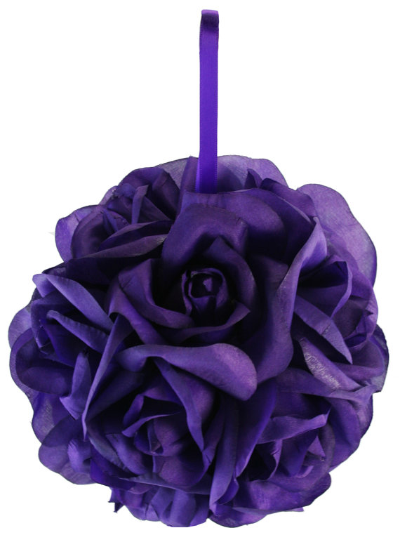 Свадьба - Garden Rose Kissing Ball - Purple - 6 inch Pomander