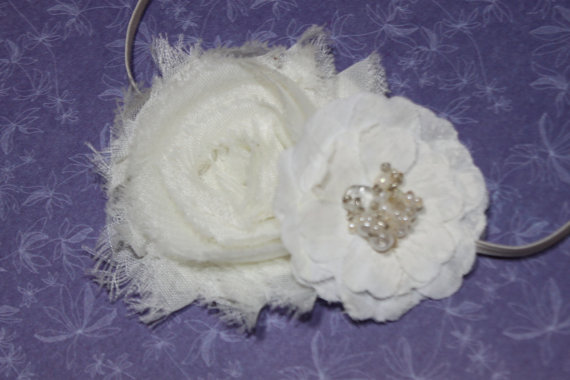 Hochzeit - WEDDING COLLECTION  Fancy Ivory  Shabby  Headband  (Newborn, Toddler, Child) Also In WHITE