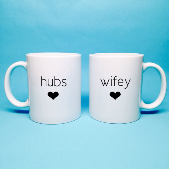 Hochzeit - Unique Wedding Gift Idea - Bridal Shower Gift - Hubs and Wifey Coffee Mug - Unique Bridal Shower Gift - Wedding Gift Idea - Anniversary Gift